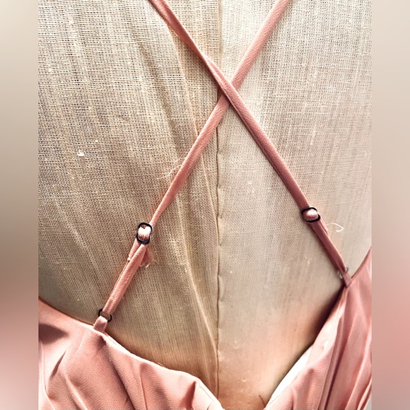 David’s Bridal, NWT, Long Spaghetti V Neck Full Skirt Dress, Sz 10, Ballet - Picture 6 of 13